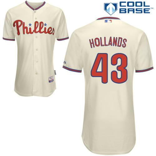 Mario Hollands #43 Youth Baseball Jersey-Philadelphia Phillies Authentic Alternate White Cool Base Home MLB Jersey